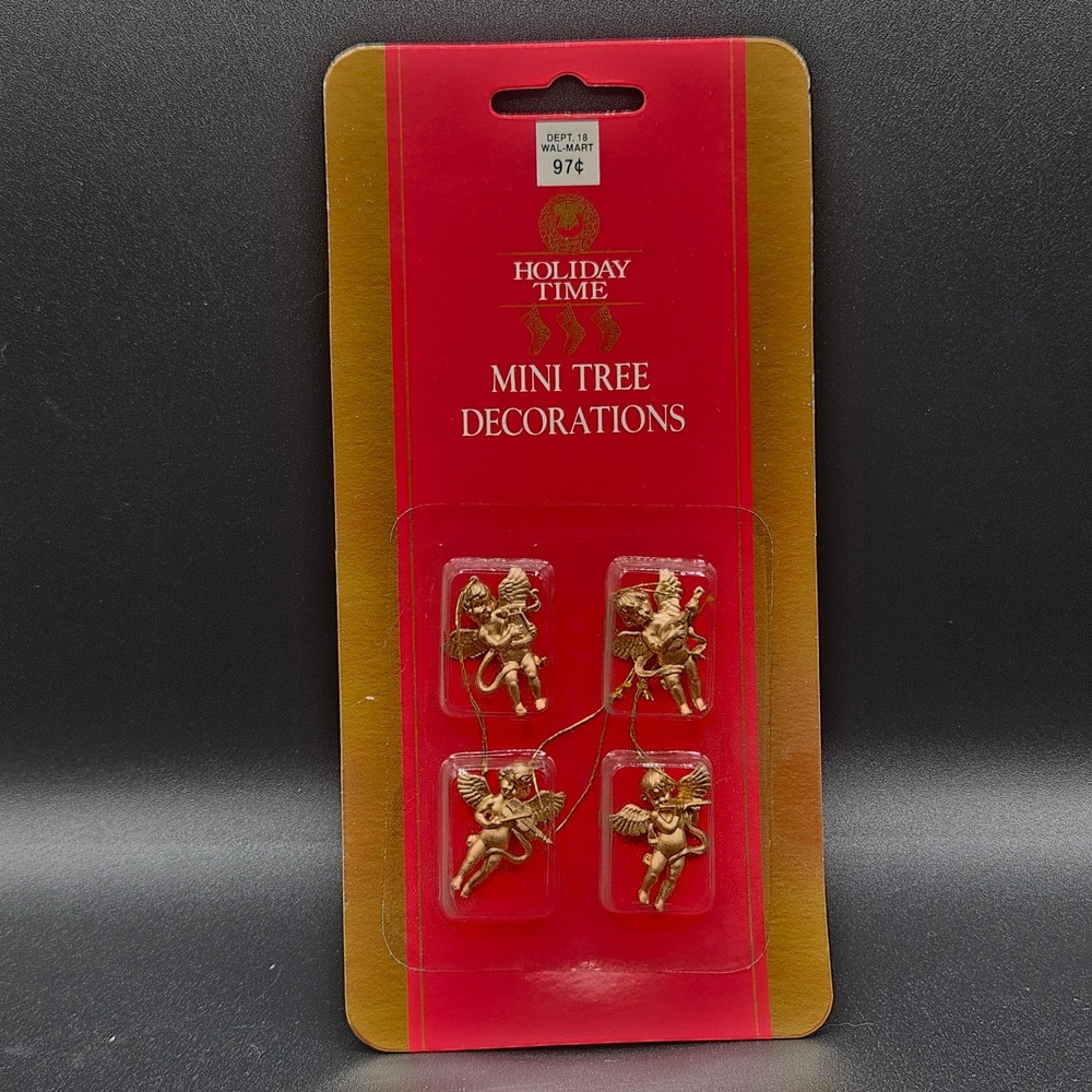 Holiday Time Gold Cherub Angel Musical Instrument Mini Tree Ornaments Set of 4